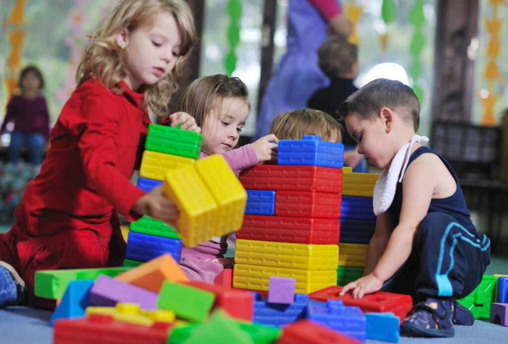 Kids playing with blocks